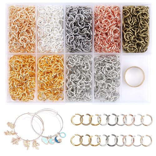 Gmma 8 mm Jump Rings for Jewelry Making 7 Colors 1200 Pcs Stainless Steel Jump Rings with Open/Close Tools for Necklace Bracelet Repair Keychains Jewelry Making Supplies(8mm/0.31") - Image 1