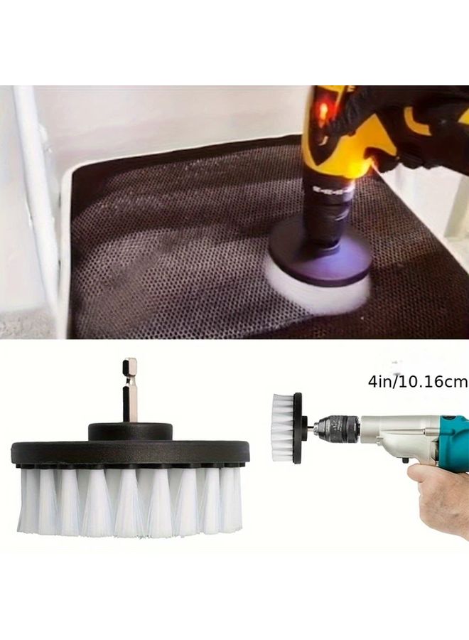 White Soft Bristle Drill Brush Attachment 4 Inch ABS Resin for Carpet Upholstery Cleaning - Image 3