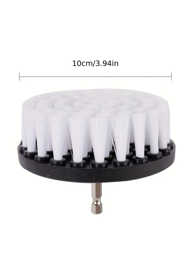 White Soft Bristle Drill Brush Attachment 4 Inch ABS Resin for Carpet Upholstery Cleaning - Image 2