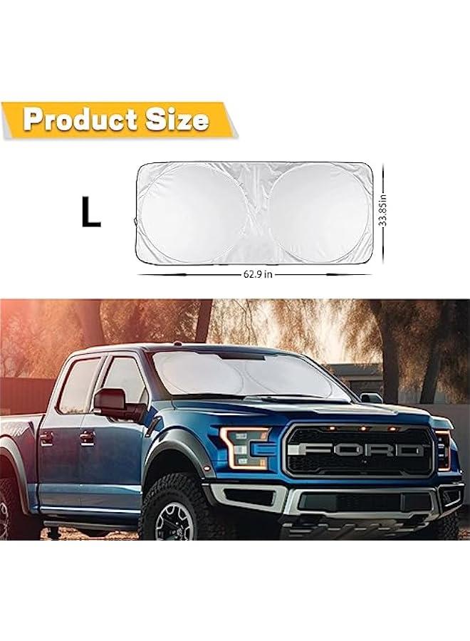 Generic Car Windshield Sun Shade with Storage Pouch, Auto Sun Shield Blocks UV Rays Protector Cover, Foldable Front Window Sunshade Visor Protection Fits for Most Cars SUVs (Large 63×33.8in) - Image 2