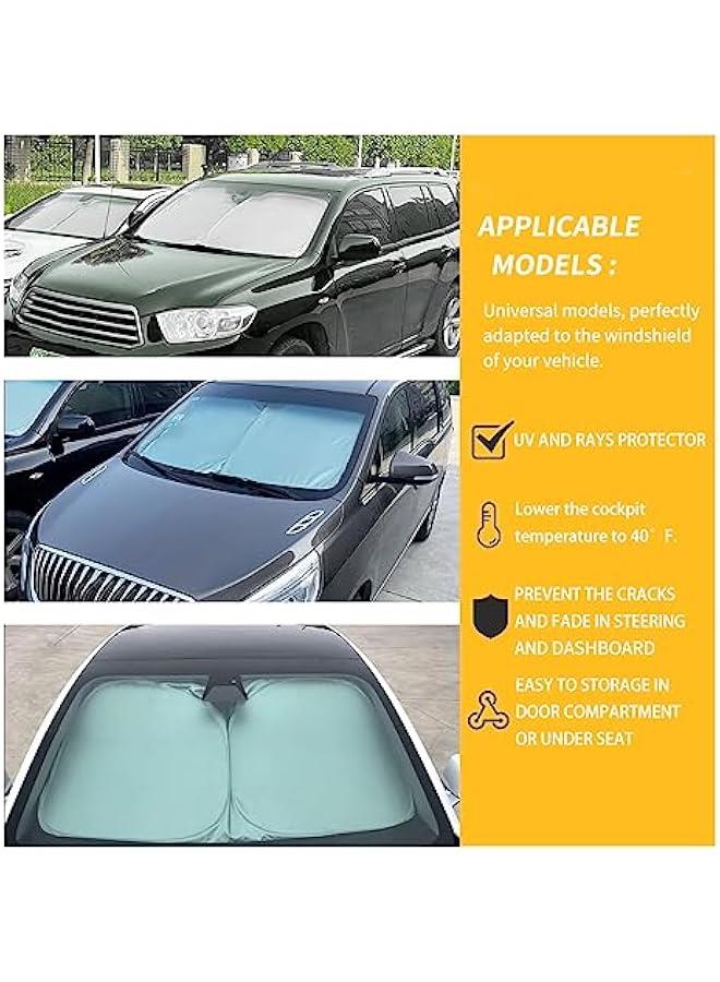 Generic Car Windshield Sun Shade with Storage Pouch, Auto Sun Shield Blocks UV Rays Protector Cover, Foldable Front Window Sunshade Visor Protection Fits for Most Cars SUVs (Large 63×33.8in) - Image 4