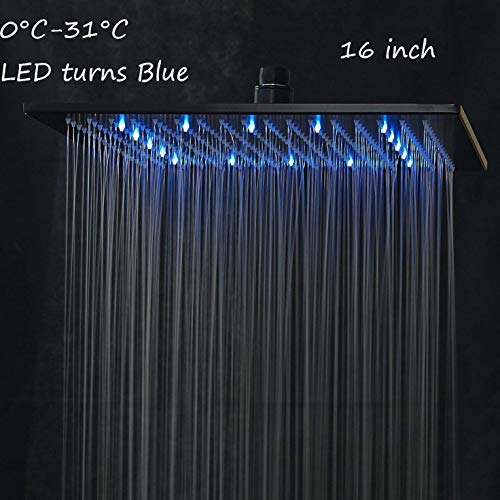 NeierThodore 12" LED Square Rainfall Shower Head Brushed Nickel Top Sprayer Shower Head Wall/Ceiling Mounted - Image 2
