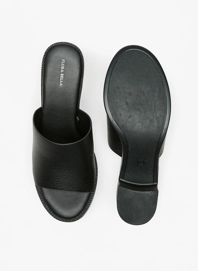 فلورا بيلا من شو إكسبرس Women's Textured Slip-On Sandals With Block Heels