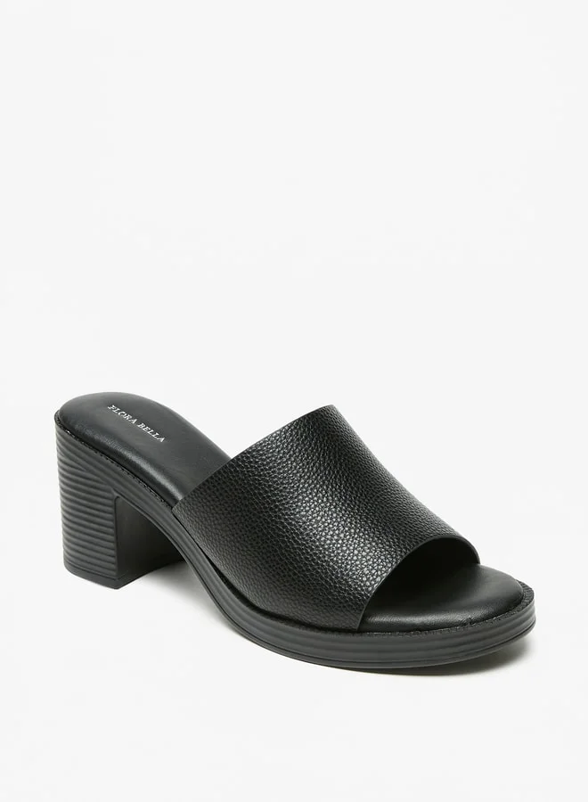 فلورا بيلا من شو إكسبرس Women's Textured Slip-On Sandals With Block Heels