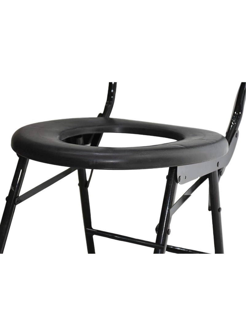 SMART HOME Toilet chair, toilet seat, portable and foldable toilet rack, comfortable and portable bathroom chair for the elderly and people with disabilities Black 42x75 cm - Image 3