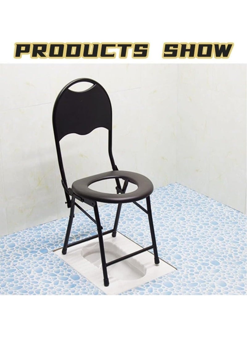 SMART HOME Toilet chair, toilet seat, portable and foldable toilet rack, comfortable and portable bathroom chair for the elderly and people with disabilities Black 42x75 cm - Image 2