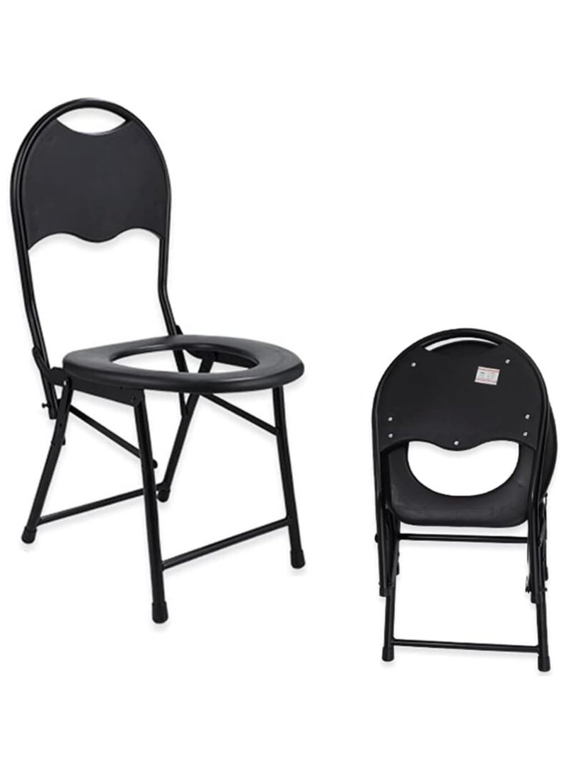 SMART HOME Toilet chair, toilet seat, portable and foldable toilet rack, comfortable and portable bathroom chair for the elderly and people with disabilities Black 42x75 cm - Image 1