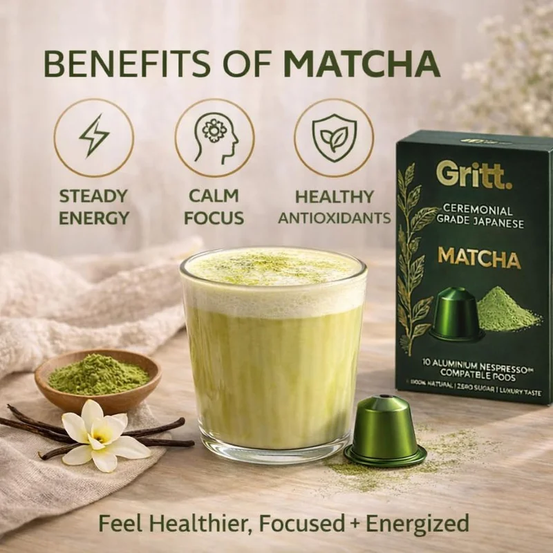 غريت Gritt Ceremonial Grade Japanese Matcha - 10 Pods