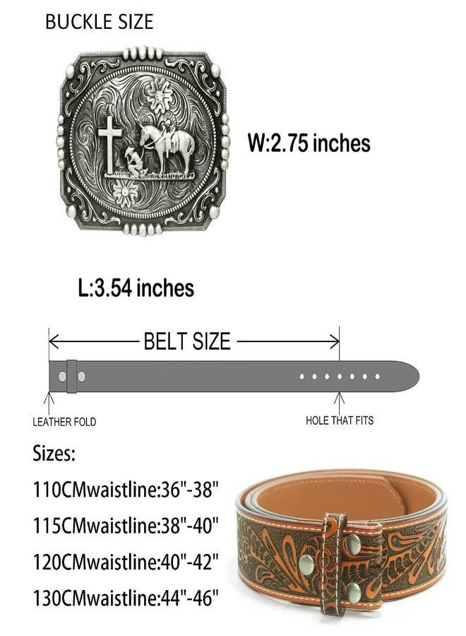 Moranse Belts With Religion Cross Kneeling Prayer & Horse and Bull Styles Western Cowboy Buckle - Image 5