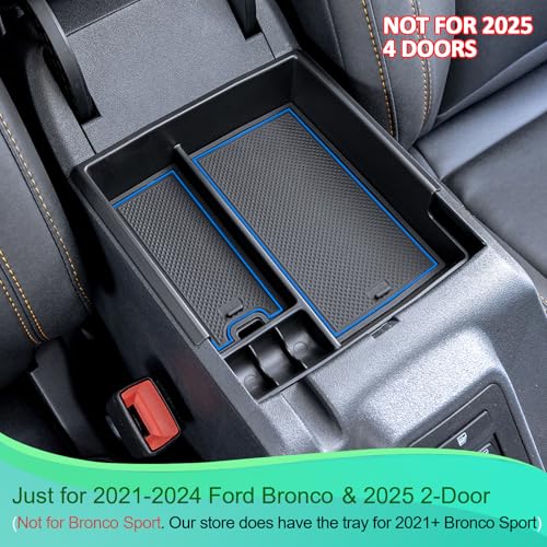 TOPINSTALL New Tray Compatible with 2021-2024 Ford Bronco & 2025 Bronco 2-Door ONLY, Full Size Bronco Armrest Storage Box Organizer ABS Plastic Blue Insert (Not for Sport Model & 25 4doors) - Image 2