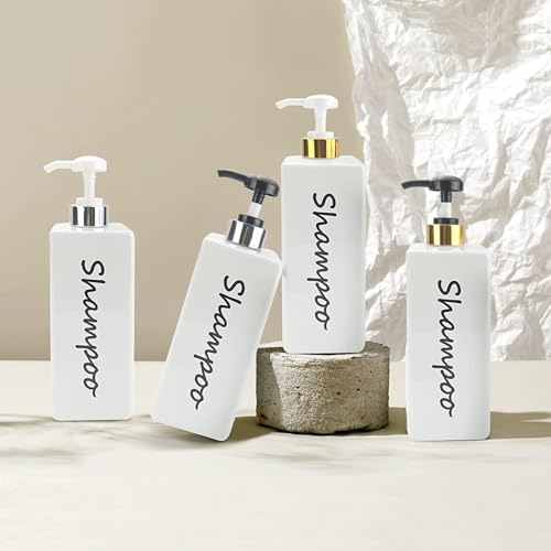 DIDROOM 21oz Shampoo and Conditioner Dispenser (Set of 3) Modern Refillable Shampoo Pump Bottles for Shower Soap - Empty Shampoo Conditioner Body Wash Dispenser Set - Stylish Permanent Labels - for Bathroom - Image 5