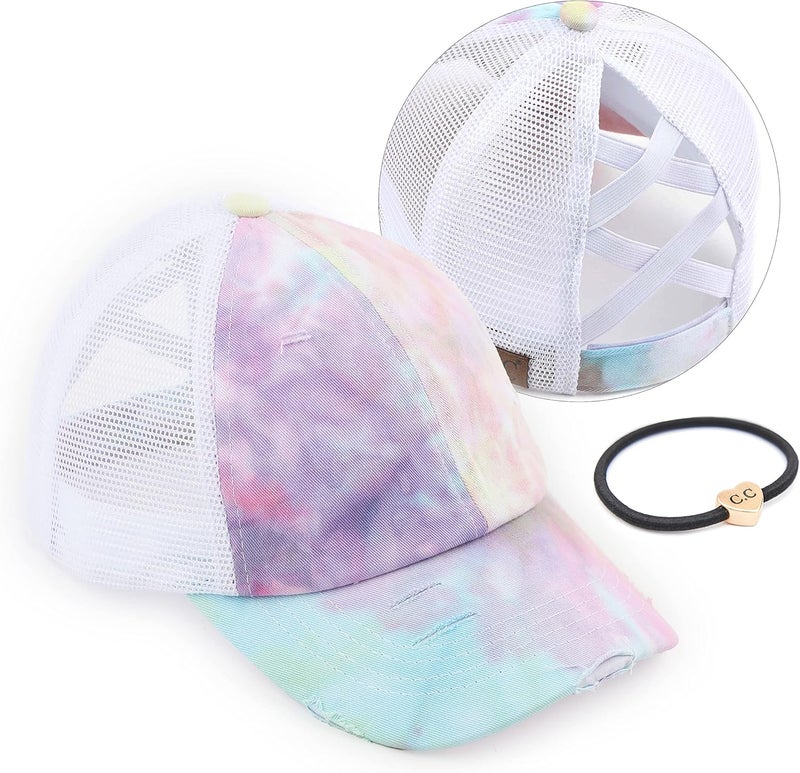 Cc Ponycap Messy High Bun Ponytail Adjustable Glitter Mesh Trucker Baseball Cap - Image 1