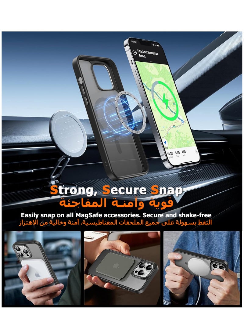 Concretization iPhone 13 Pro MagSafe Case Magnetic Back Cover,【Full Shockproof Protection】Translucent Matte Back, Slim Phone Cover with Strong Magnet for Apple 13 Pro (2021)(Black) - Image 3