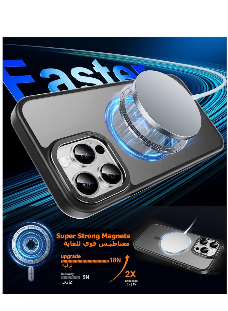 Concretization iPhone 13 Pro MagSafe Case Magnetic Back Cover,【Full Shockproof Protection】Translucent Matte Back, Slim Phone Cover with Strong Magnet for Apple 13 Pro (2021)(Black) - Image 2