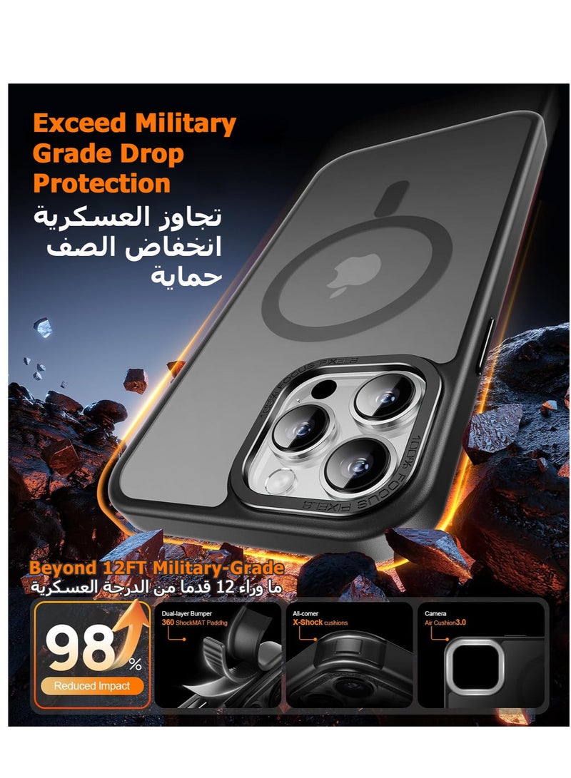 Concretization iPhone 13 Pro MagSafe Case Magnetic Back Cover,【Full Shockproof Protection】Translucent Matte Back, Slim Phone Cover with Strong Magnet for Apple 13 Pro (2021)(Black) - Image 4