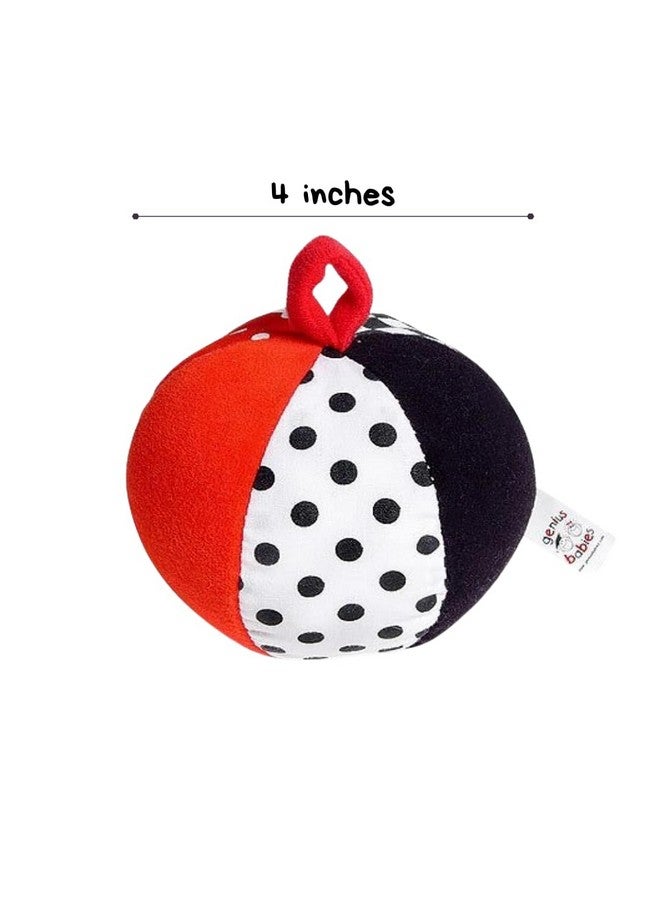 Genius Baby Toys Genius Baby Toys Soft Plush Ball for Baby in High Contrast Colors Black, White, Red - Jingle Bell Chime Sound - 4" Diameter is Perfect Size for Small Hands - Image 2