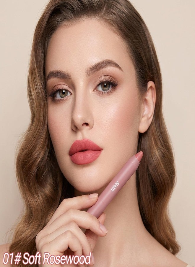 Erinde Matte Lipstick Lip Liner Crayon for Women, Natural Nude Lipstick Lip Liner Pencil, Neutral Lip Stick Lipliner Waterproof Long Lasting Smudge Proof, Vegan & Cruelty-Free, E01 Soft Rosewood - Image 3