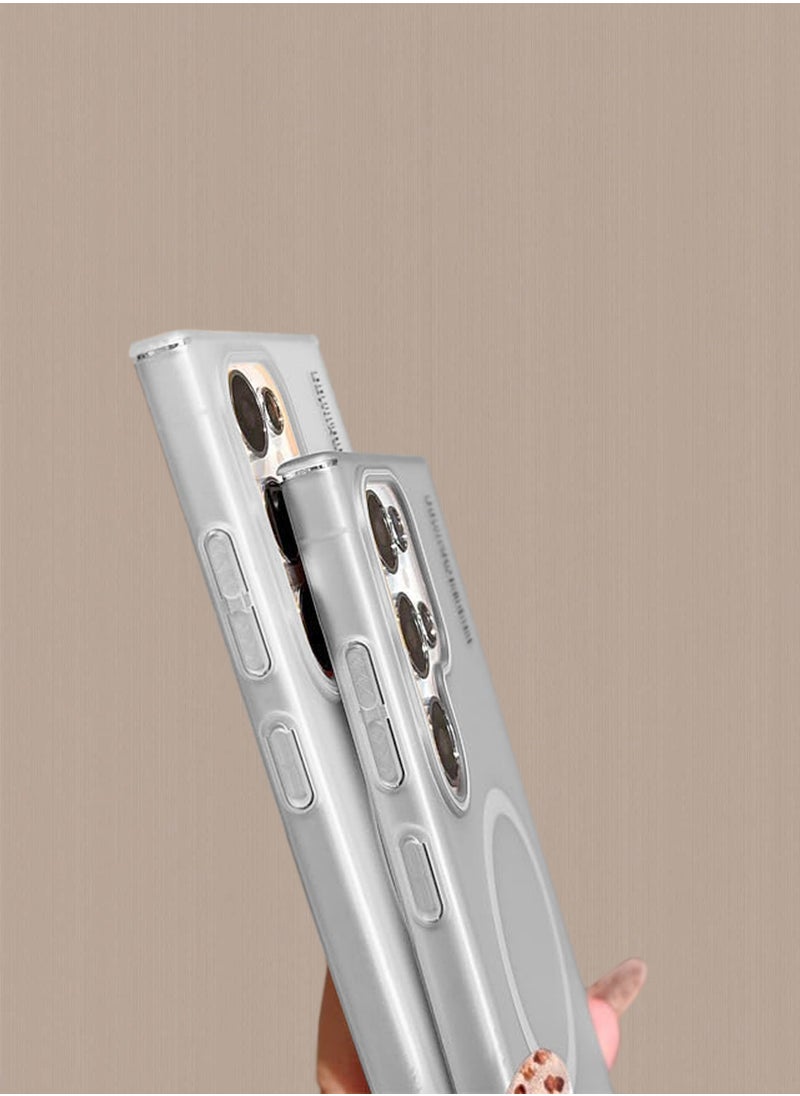 Wtech - Samsung Galaxy S24 Ultra 5G 2024 Syndee Series Hybrid Translucent Magsafe with Magnetic Charging Raised Camera Lips Elegant Look Case Cover - White - Image 1