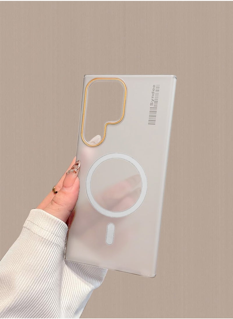 Wtech - Samsung Galaxy S24 Ultra 5G 2024 Syndee Series Hybrid Translucent Magsafe with Magnetic Charging Raised Camera Lips Elegant Look Case Cover - White - Image 1