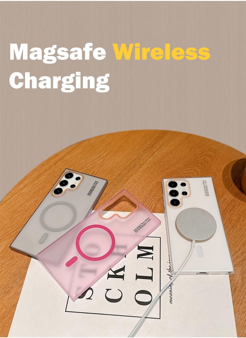 Wtech - Samsung Galaxy S24 Ultra 5G 2024 Syndee Series Hybrid Translucent Magsafe with Magnetic Charging Raised Camera Lips Elegant Look Case Cover - White - Image 1