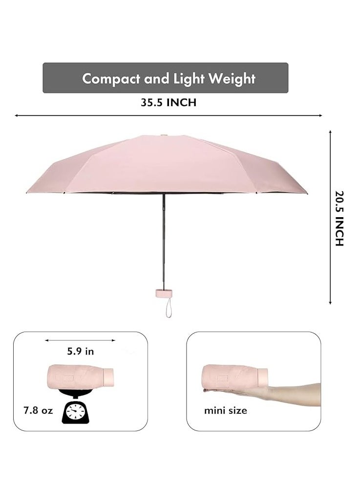 Hihonor Mini Umbrella for Travel, Small Umbrella  with Case for Sun and Rain, Sun Umbrella with UPF 50+ UV Protection, Lightweight & Compact Umbrella (Pink)  - Image 5