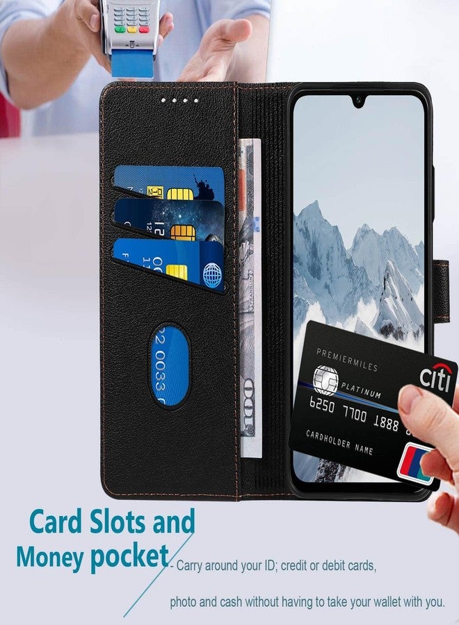 جانكالم جراب JanCalm لهاتف سامسونج جالاكسي A15، جراب قلاب للهاتف مزود بتقنية حجب RFID، [حامل بطاقات/فتحات نقود] [مسند] غطاء جلدي واقٍ بمشبك مغناطيسي (أسود) - Image 3