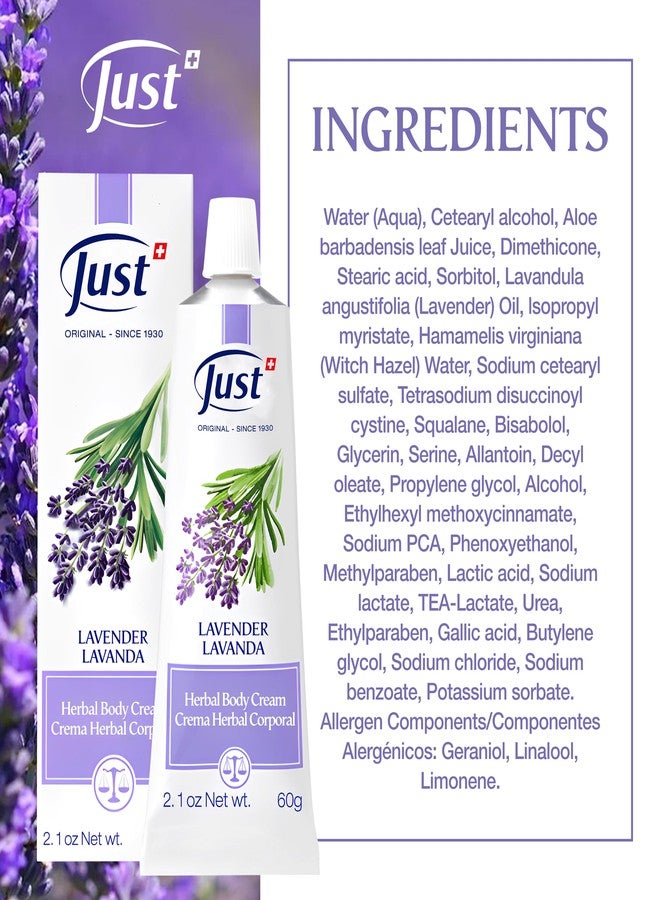 SwissJust Swiss Just Lavender Cream 60g - Herbal Cream with Lavender Oil, Witch Hazel, and Aloe Vera - Eases Discomfort for Burns, Dermatitis, and Itchy Skin - Image 2