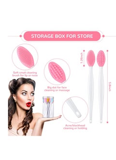 Patelai 24 Pcs Silicone Exfoliating Lip Brush with Container, Double Sided Silicone Lip Scrubber Soft Cleaning Lip Brush Face Cleaning Applicator for Plump Smoother Lip Appearance (Mixed Colors)  - Image 2