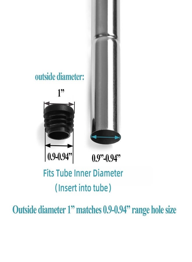 Furnigear Plastic Plugs Furnigear Tubing End Caps Chair End Caps 1" Outside Bottom Round Tubing Caps Round Furniture Sliders Glides Black (Fit 0.9-0.94" Tube Inner Diameter, 40pack) - Image 2