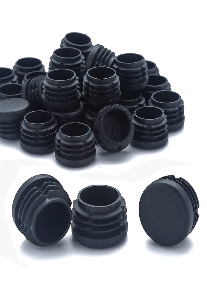Furnigear Plastic Plugs Furnigear Tubing End Caps Chair End Caps 1" Outside Bottom Round Tubing Caps Round Furniture Sliders Glides Black (Fit 0.9-0.94" Tube Inner Diameter, 40pack) - Image 1
