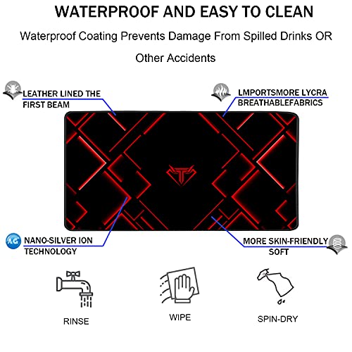 TEDNETGO Large Mouse Pad, Gaming Long Mouse Pad, Waterproof Extra Large Big Mousepad with Stitched Edge, XXL Non-Slip Computer Computer Keyboard Pad Mat for Gamer/Desktop/Office/Home, RED - Image 4