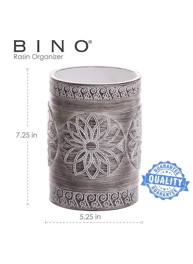 BINO BINO Kitchen Utensil Holder for Countertop, Grey Sunflower - Utensil Caddy countertop utensil holder Utensil Crocks for kitchen Cooking Utensil Holder Kitchen Utensils Holder Spatula Holder  - Image 2