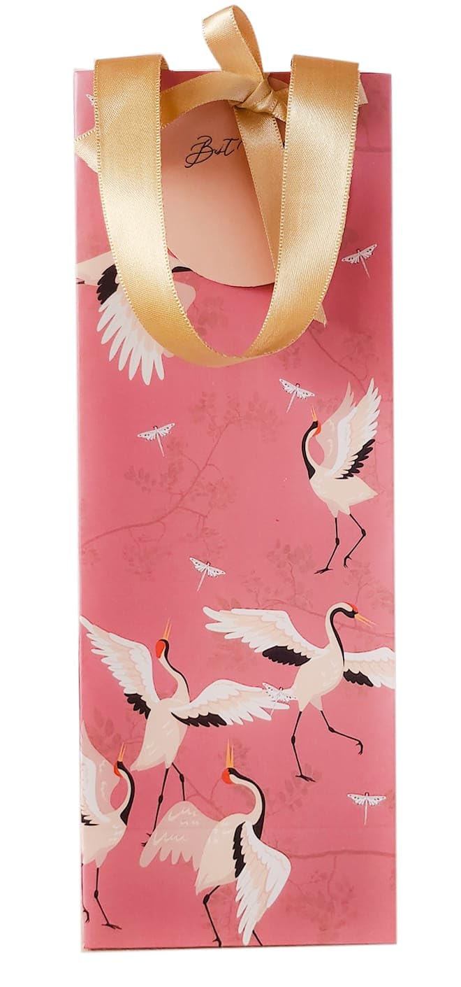 Lotus Trunk Lotus Trunk Luxe Bird Paper Print Wine Bags Box For GiftingPerfect For PartiesDinnersDiwaliFestivalsValentineHousewarmingCorporate GiftingAnniversaryCelebrations PinkPack Of 5  - Image 2