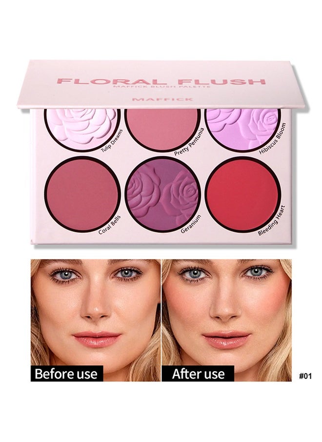 maffick - Floral Flush-6 Color Blush Palette, Eyeshadow Palette, Matte Pearl Finish for Diversified Vibrant Looks #01 - Image 1