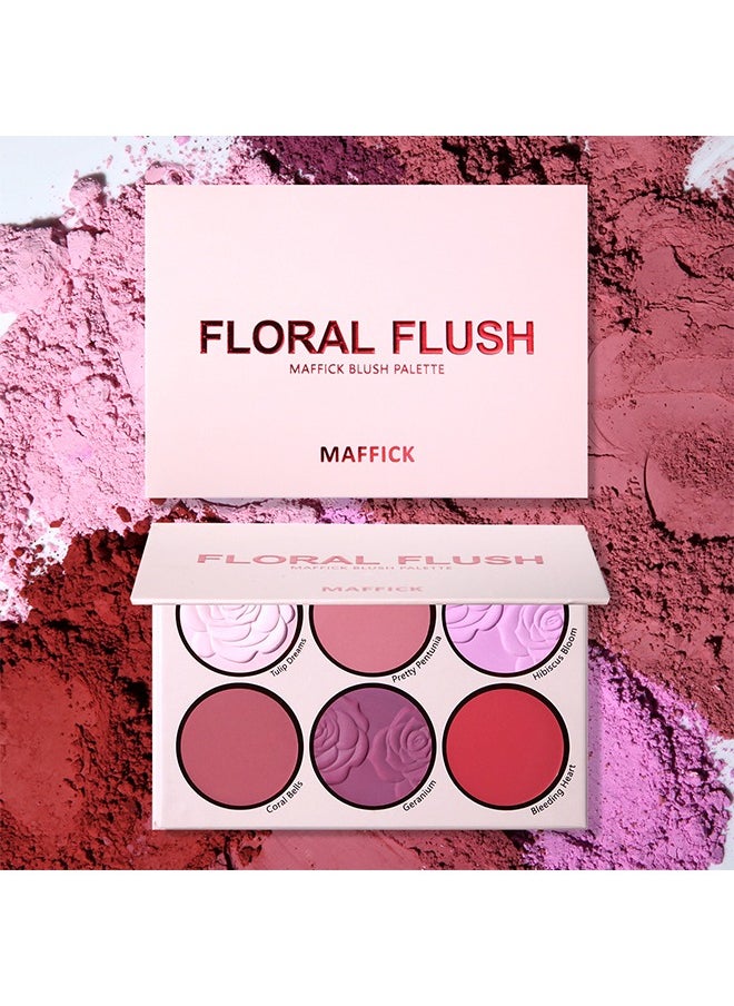 maffick - Floral Flush-6 Color Blush Palette, Eyeshadow Palette, Matte Pearl Finish for Diversified Vibrant Looks #01 - Image 1
