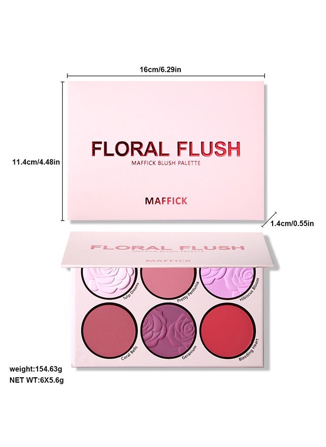 maffick - Floral Flush-6 Color Blush Palette, Eyeshadow Palette, Matte Pearl Finish for Diversified Vibrant Looks #01 - Image 1