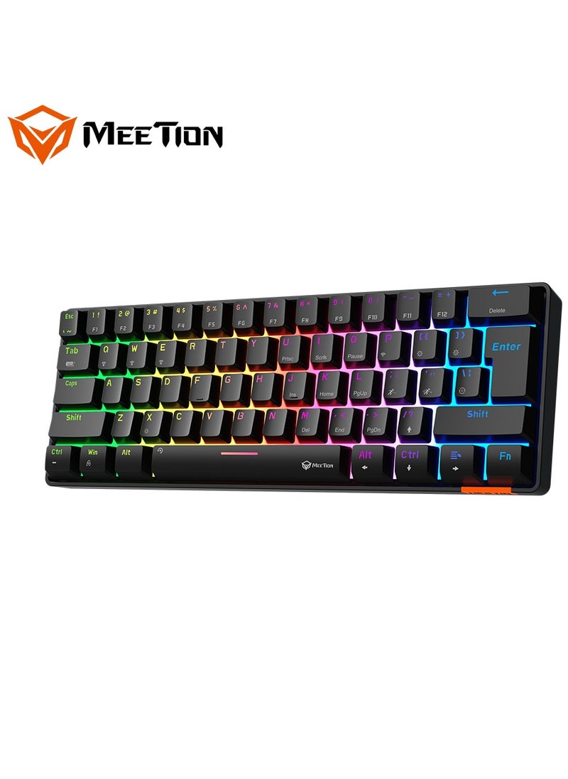 Meetion MEETION Dual Mode Bluetooth 60 Gaming Keyboard Ergonomic Design, Double Injection Processing, Mechanical Gaming Keyboard MK005BT Black  - Image 2