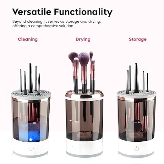 Rinkify Automatic Makeup Brush Cleaner Electric Spinner Tool for Cleaning Contour Foundation Blush and All Makeup Brushes Fast Efficient Cosmetic Brush Washing Device - Image 4