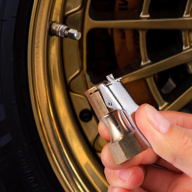 قفل فوهة نفخ الإطارات، خرطوم هواء مع مشبك محول، صمام محمول لملحق مضخة هواء السيارة - Image 3