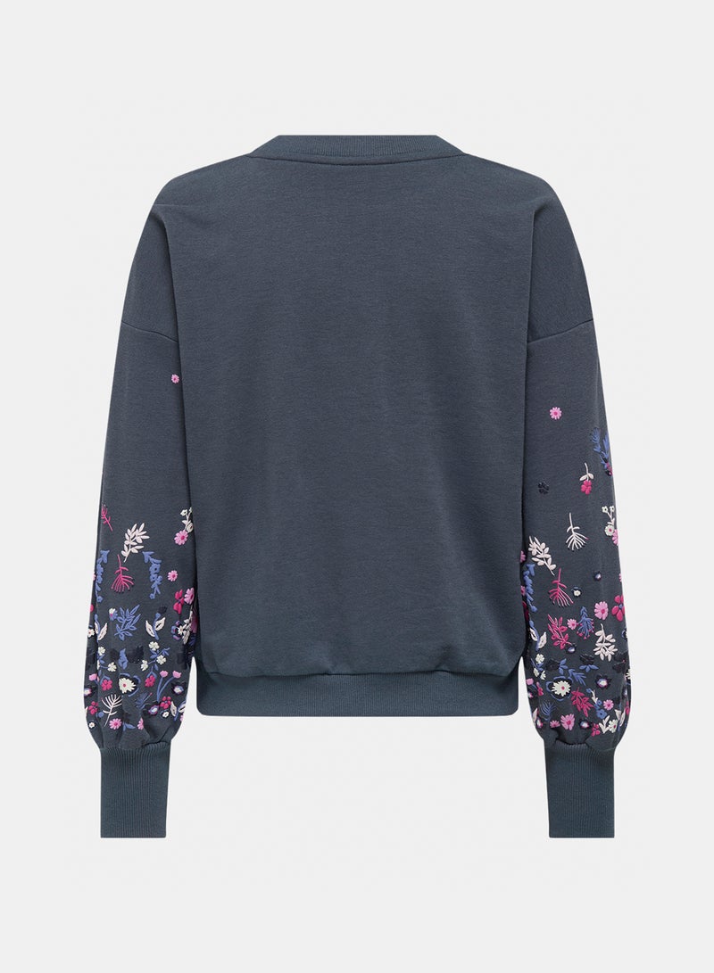 ONLY Onlbrooke L/S O-Neck Flower Swt Noos - Image 2