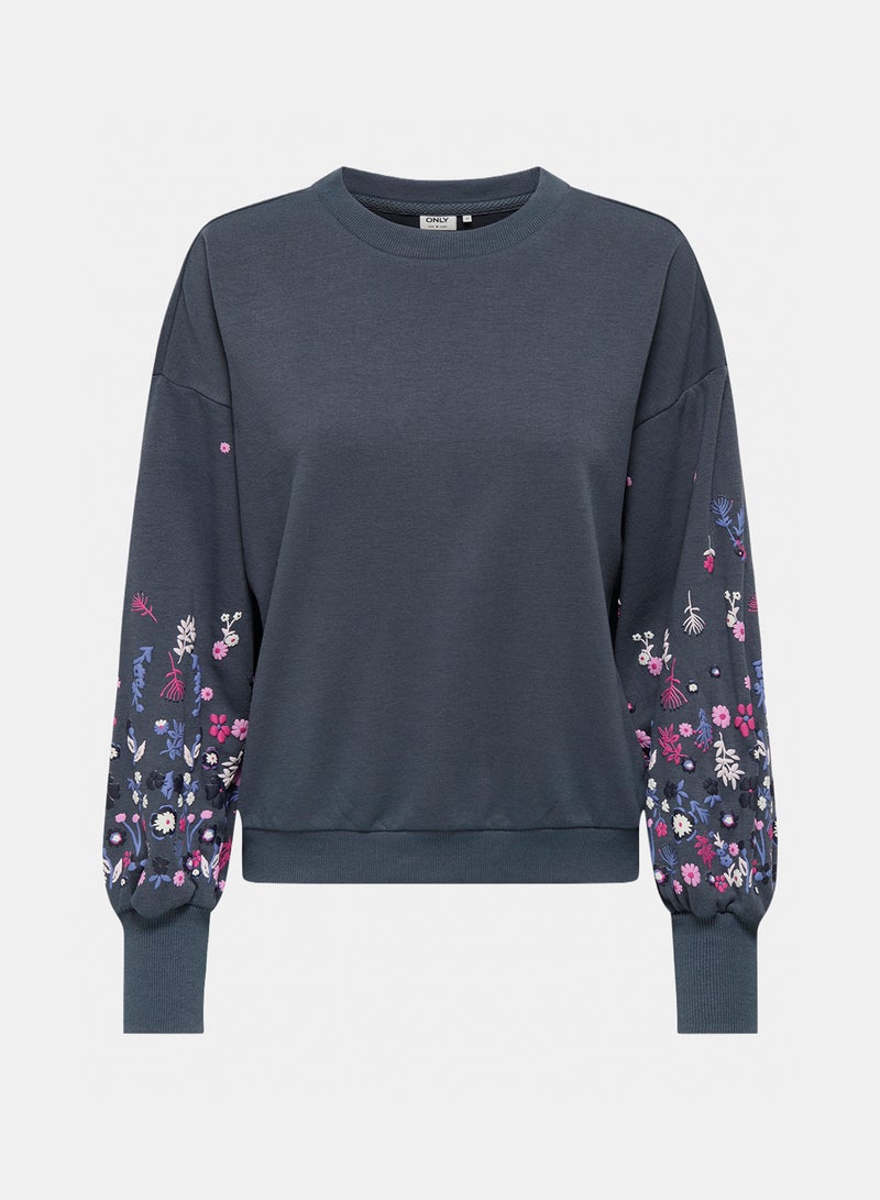 ONLY Onlbrooke L/S O-Neck Flower Swt Noos - Image 1
