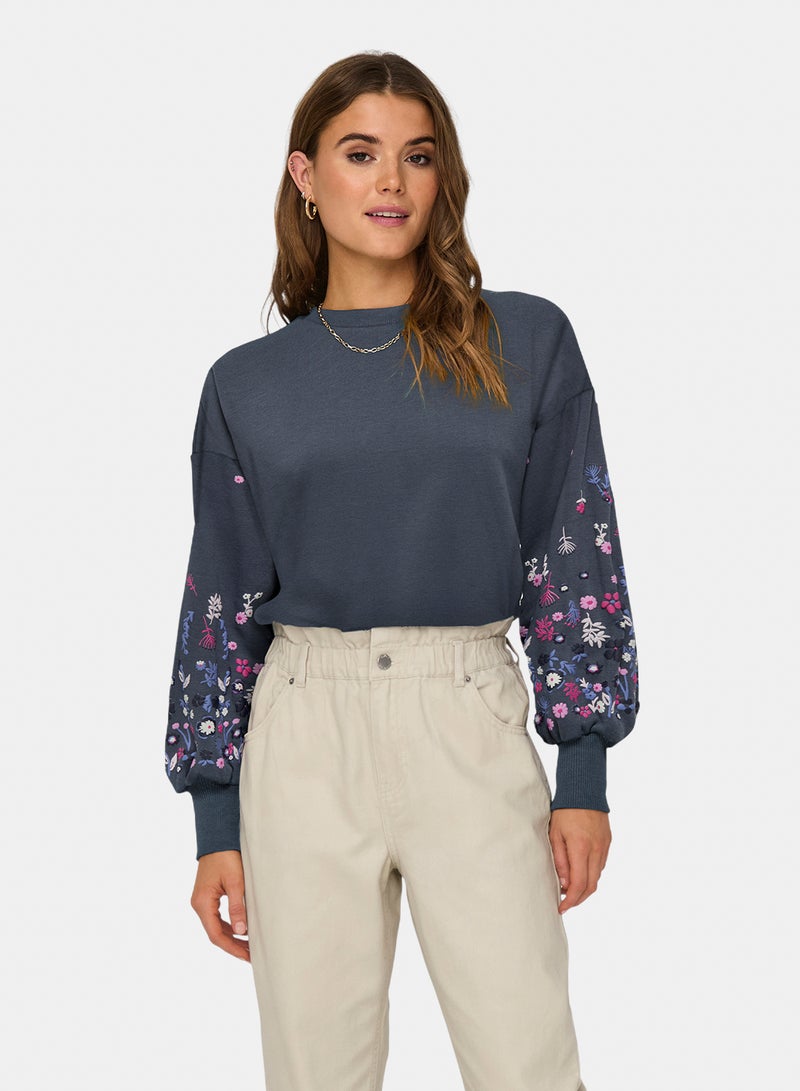 ONLY Onlbrooke L/S O-Neck Flower Swt Noos - Image 3