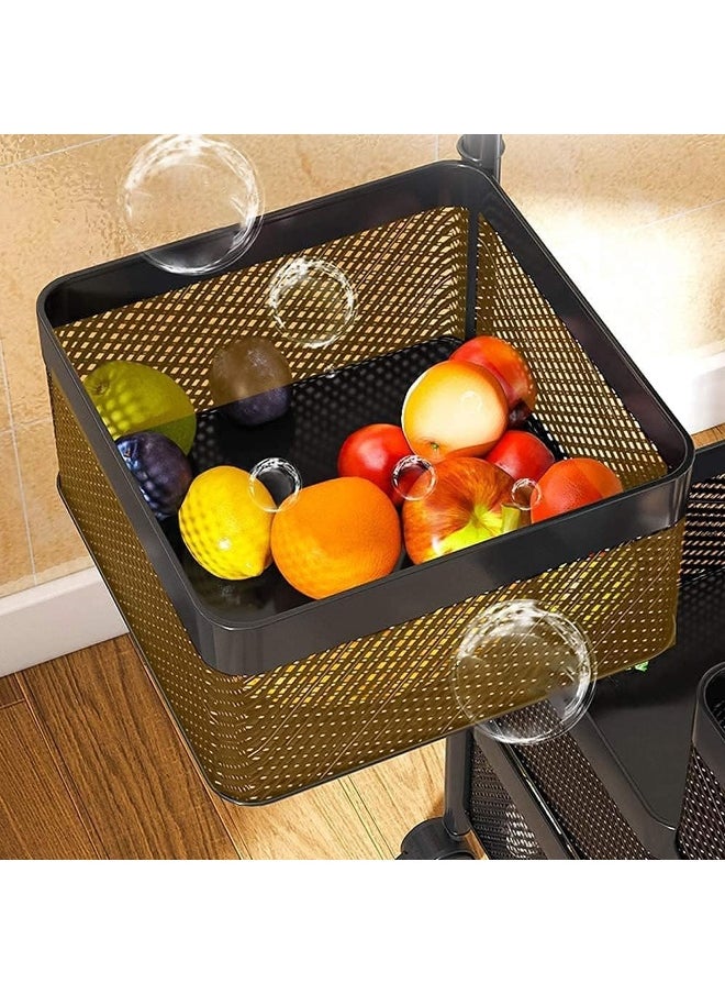 sulfar Sulfar Multi Purpose Trolley Storage Organizer And kitchen accessories items for Kitchen Storage Rack Square Design Fruits & Vegetable Onion Cutlery (Matt Black, 4 Layer Drawer)  - Image 2