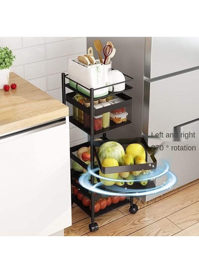 sulfar Sulfar Multi Purpose Trolley Storage Organizer And kitchen accessories items for Kitchen Storage Rack Square Design Fruits & Vegetable Onion Cutlery (Matt Black, 4 Layer Drawer)  - Image 5