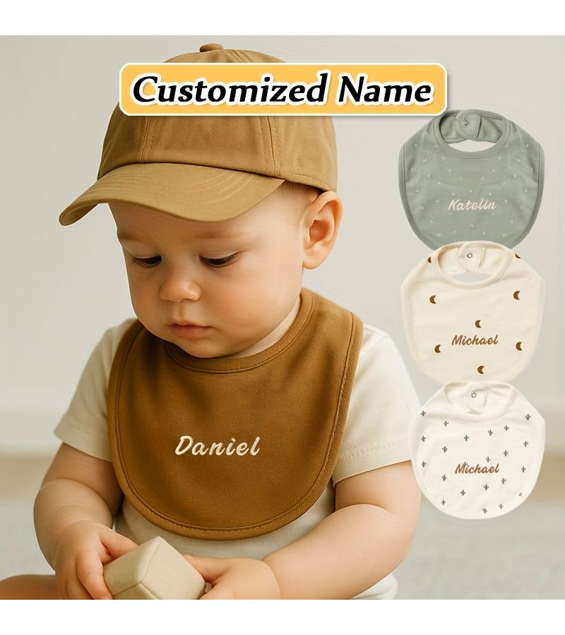 1pc Baby U Shaped Smock Bib with Snap Closure Soft Absorbent Feeding Bib Green Dots for Infants Suitable for Breastfeeding Feeding Ideal Newborn Gift - Image 1