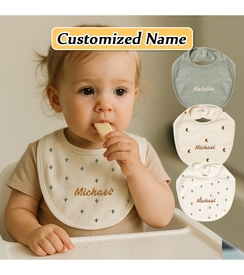 1pc Baby U Shaped Smock Bib with Snap Closure Soft Absorbent Feeding Bib Green Dots for Infants Suitable for Breastfeeding Feeding Ideal Newborn Gift - Image 4