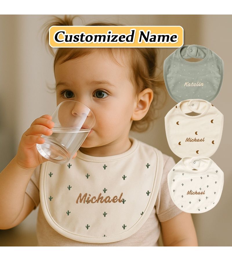 1pc Baby U Shaped Smock Bib with Snap Closure Soft Absorbent Feeding Bib Green Dots for Infants Suitable for Breastfeeding Feeding Ideal Newborn Gift - Image 3