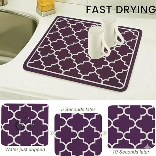 Home-Cloud HomeCloud Dish Drying Mat for Kitchen Counter Hide Stain Super Absorbent, Non-Slip, Heat-Resistant, Great for Dishes, Rack Pad, Kitchen Counter, Coffee Maker, Coffee Bar Items (Wine, 40x50cm) - Image 4