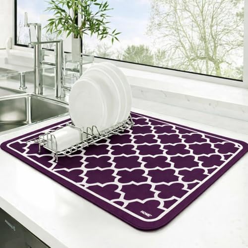 Home-Cloud HomeCloud Dish Drying Mat for Kitchen Counter Hide Stain Super Absorbent, Non-Slip, Heat-Resistant, Great for Dishes, Rack Pad, Kitchen Counter, Coffee Maker, Coffee Bar Items (Wine, 40x50cm) - Image 1