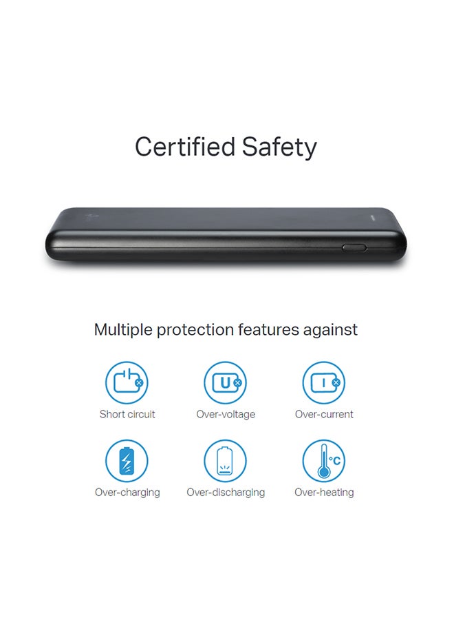 TP-LINK TL-PB10000 10000mAh Power Bank, Turbo Recharging Speed, Dual Smart Fast Charging Ports, Slim Body, Travel Ready, Good for Flight, Universal Compatibility Black - Image 4